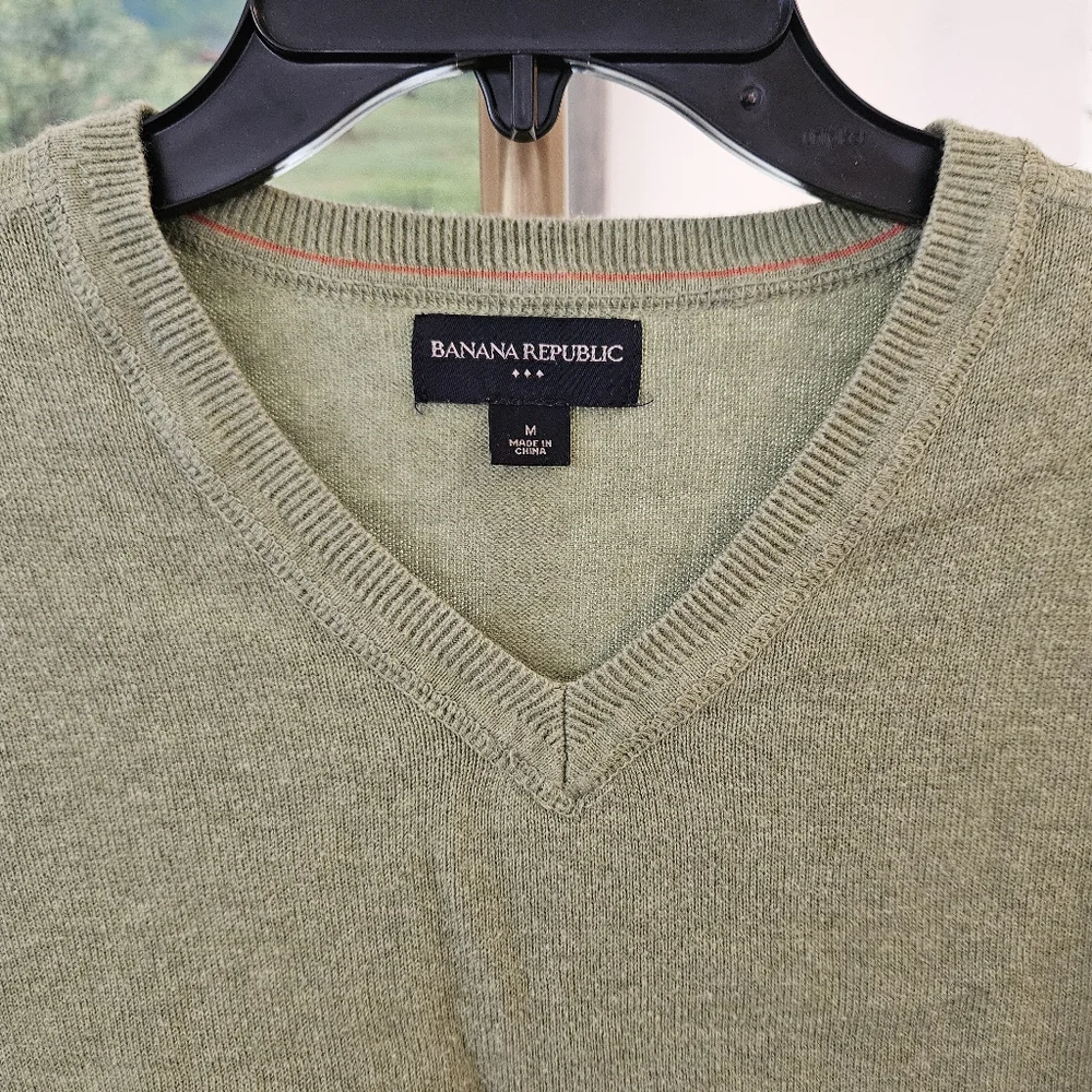Banana Republic Men's Olive V-Neck Sweater Sz Med